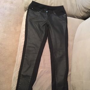 1982 Jeans, Size 8, Black with Leather-Like Front